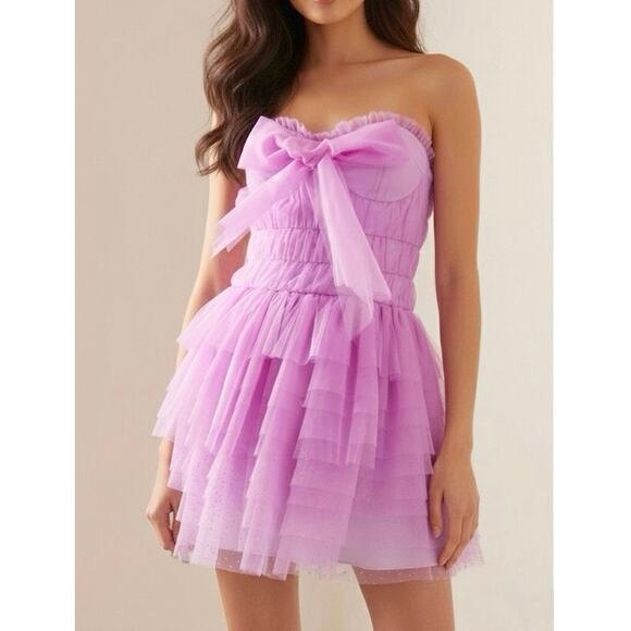 LoveShackFancy Dresses & Skirts - LoveShackFancy NWT Pink Purple Faron Tiered Bow Tulle Ballerina Mini Dress 4